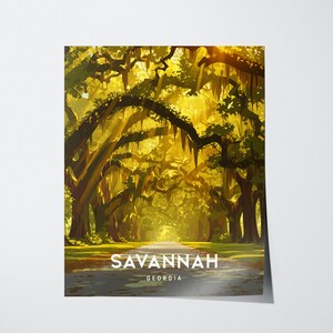 Savannah Georgia Print: Southern Oak Trees & Spanish Moss Art image 3