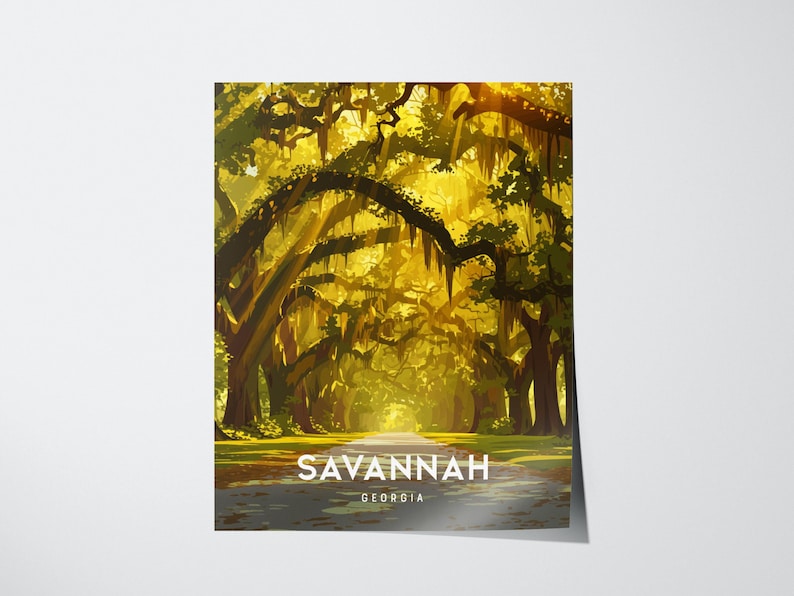 Savannah Georgia Print: Southern Oak Trees & Spanish Moss Art image 3