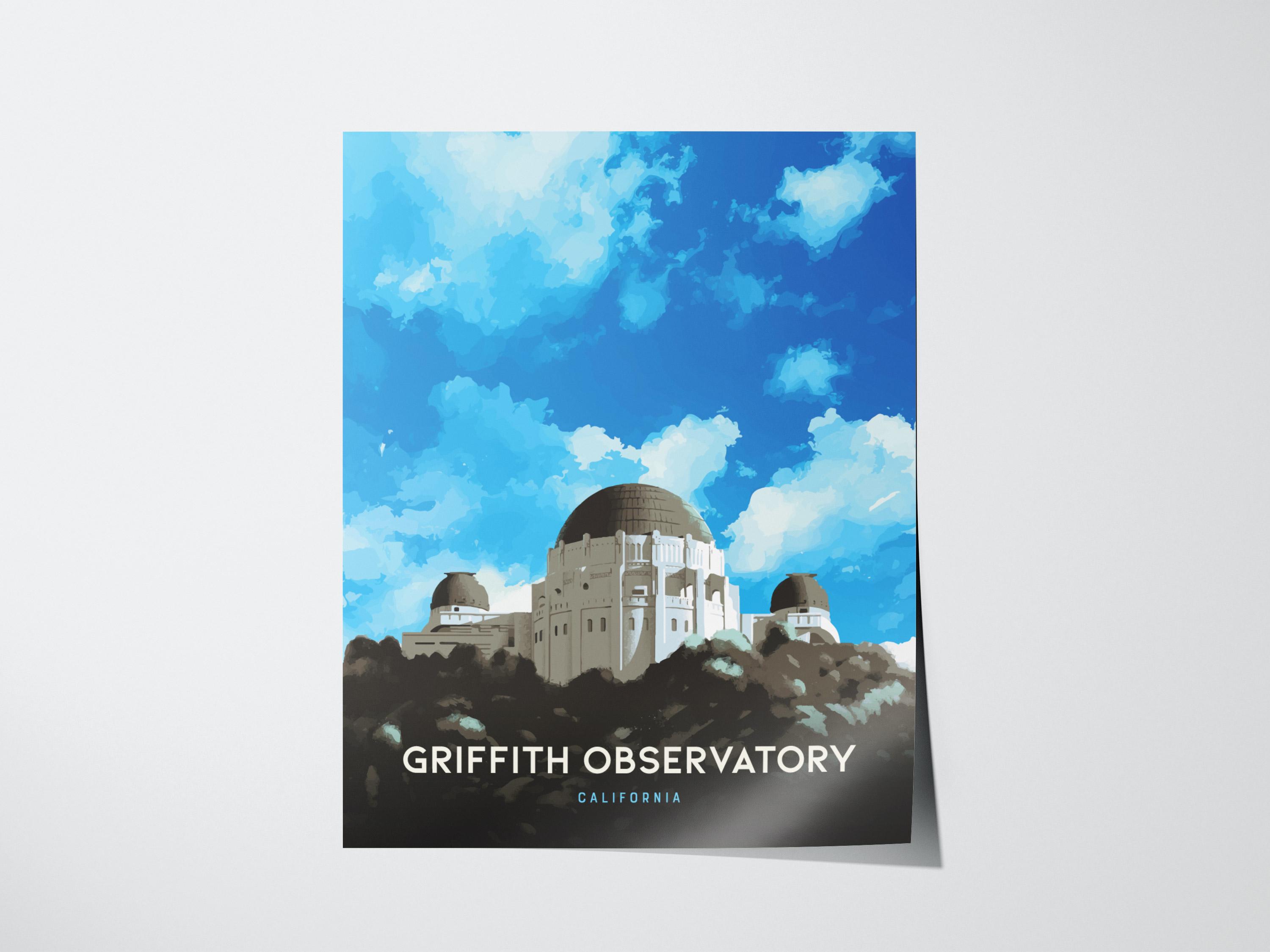 Observatory View Griffith Observatory Los Angeles Print: Hollywood Hills Skyline Art ...