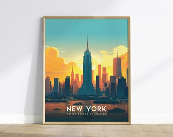 Empire State Building Framed Print: New York City Travel Poster