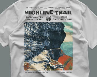 Highline Trail Hiking T-Shirt | Hiker Gift | Glacier National Park Trail Graphic Tee