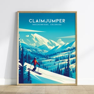 Breckenridge Ski Resort Poster, Claimjumper Run Wall Art, Framed/Unframed Breckenridge Print, Colorado Ski Airbnb Decor, Winter Sports Gift