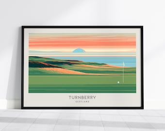 Turnberry Travel Poster, Scotland Landscape Matte Border Print, Golf Wall Art, Framed or Unframed