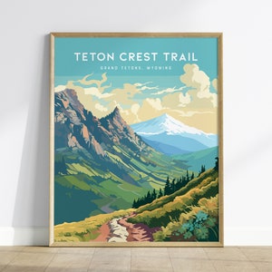 Teton Crest Singles, Grand Tetons National Park, Wyoming - Wandkunst Poster Design Reise gerahmter Druck Wanderer Backpacker Abenteuer Natur Geschenk