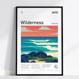 Wilderness Puerto Rico Poster | Surf Spot Wall Art Print | Tropical Beach Decor Framed or Unframed