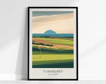 Turnberry Travel Poster, Scotland Matte Wall Art Print, Golf Course Decor, Framed or Unframed