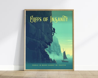Cliffs Of Insanity, Princess Bride Collection, Framed Wall Art | Classic Movie Poster Print Fantasy Home Office Decor Gift Set 80s Nostalgia