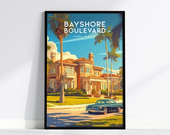 Impression Tampa, Floride : Manoir Bayshore Boulevard et voiture classique