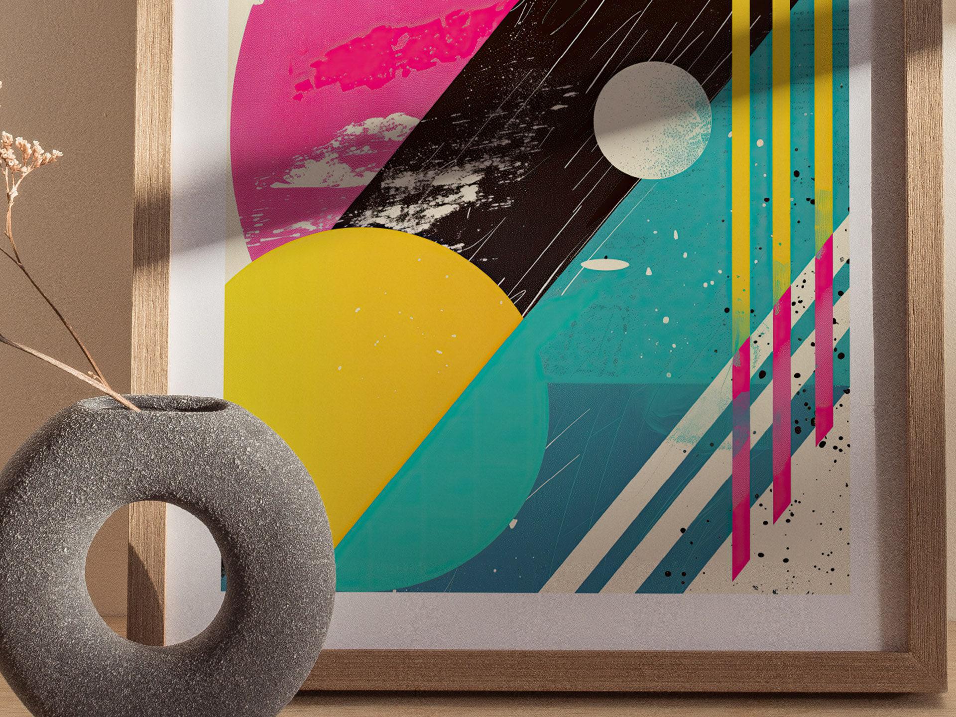 80s Abstract Geometric Framed Poster: Retro Modern Wall Art - Etsy