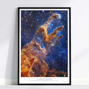 Pillars of Creation Poster: James Webb Telescope Photo, Space Art Print, Nebula Wall Art, Astronomy Gift, NASA Decor, Framed or Unframed