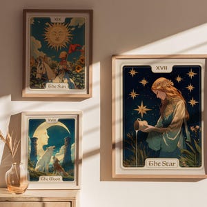 The Star Tarot Card Poster Wall Art: Art Nouveau Tarot Print, Star Card Art Print, Spiritual Wall Art Decor, Tarot Poster Print Gallery Bild 3