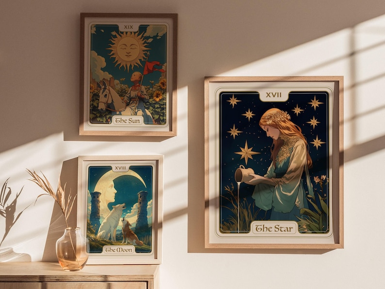 The Star Tarot Card Poster Wall Art: Art Nouveau Tarot Print, Star Card Art Print, Spiritual Wall Art Decor, Tarot Poster Print Gallery Bild 3