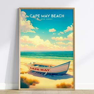 Cape May Beach Print: Vintage New Jersey Coastal Art