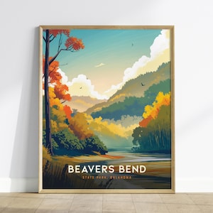 Beavers Bend State Park, Oklahoma Poster - Malerische Waldlandschaft, gerahmt / ungerahmt erhältlich, ideal für Naturliebhaber, Hauswanddekor