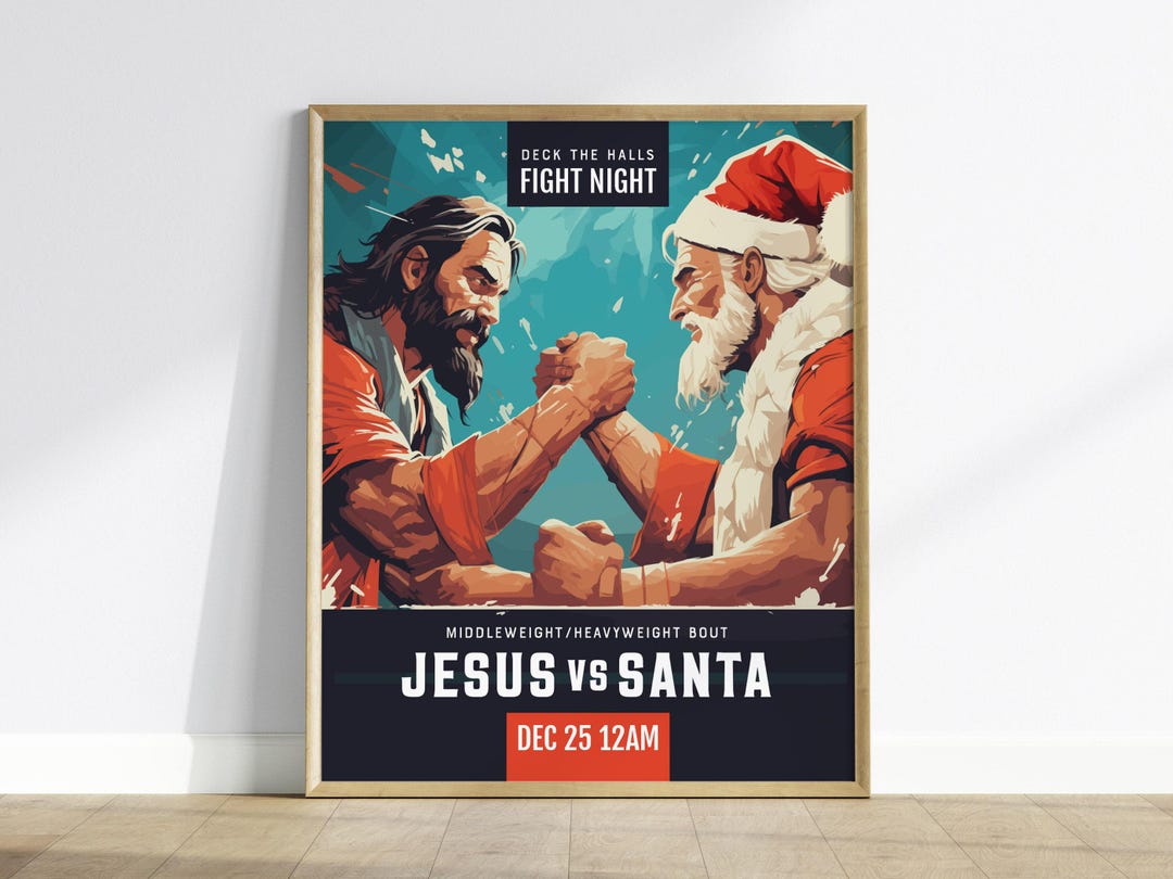 Jesus Vs Santa Christmas Fight Night Poster: Holiday Decor - Etsy