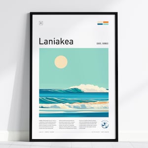 Laniakea Surf Spot Framed Poster: North Shore Hawaii Wave Art