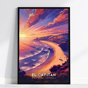El Capitan State Beach Poster – California Coast Wall Art, Sunset Beach Print, Available Framed or Unframed, Great Travel Gift Wall Decor