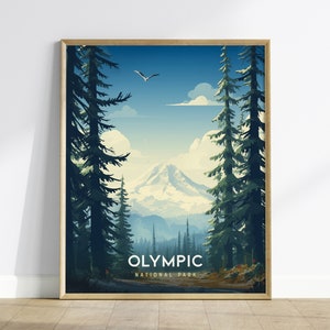 Olympischer Nationalpark Poster, pazifischer Nordwesten, Wandkunst, gerahmt / ungerahmt Olympiapark-Druck, Naturlandschaftskunstwerk, PNW Airbnb-Dekor