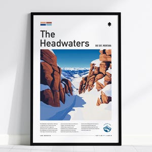 Big Sky Montana Ski Run Poster: Headwaters Black Diamond Art