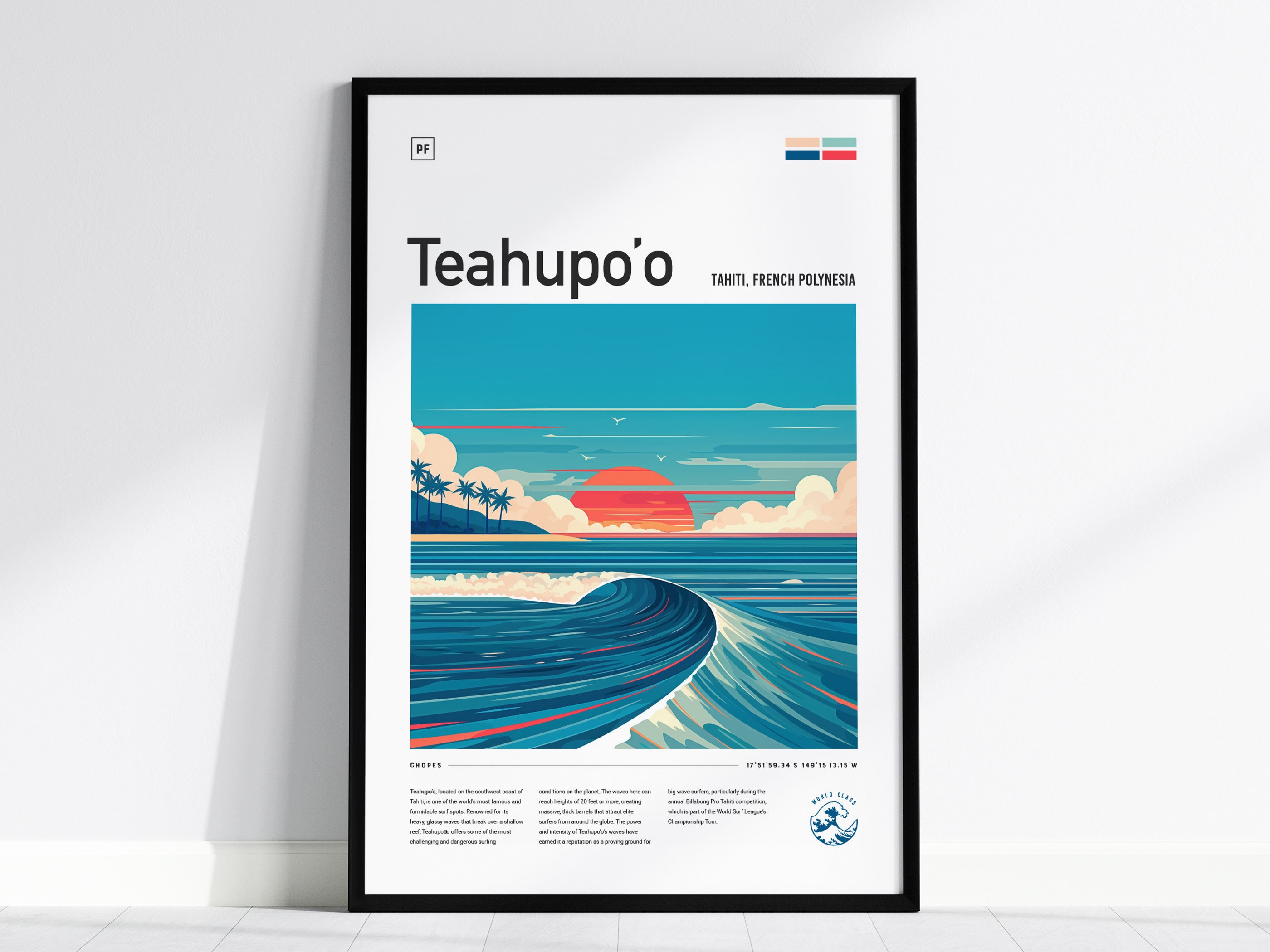Teahupo'o Wave Framed Poster: Tahiti Surf Art, Modern Design - Etsy