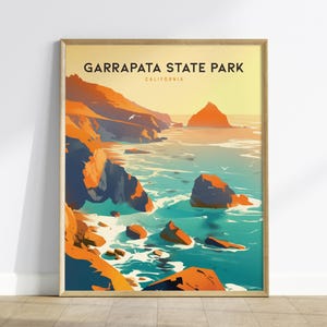 Póster del parque estatal Garrapata, California: senderos y vistas panorámicas de la costa, perfecto para excursionistas, disponible con o sin marco, decoración del hogar