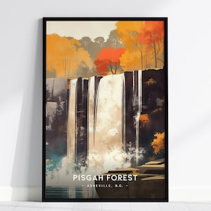 Pisgah Forest, Asheville, North Carolina Mountains - Gerahmte Wand Kunst Poster Design Reise Druck Wanderer Backpacker Wasserfall Geschenk Wohnkultur