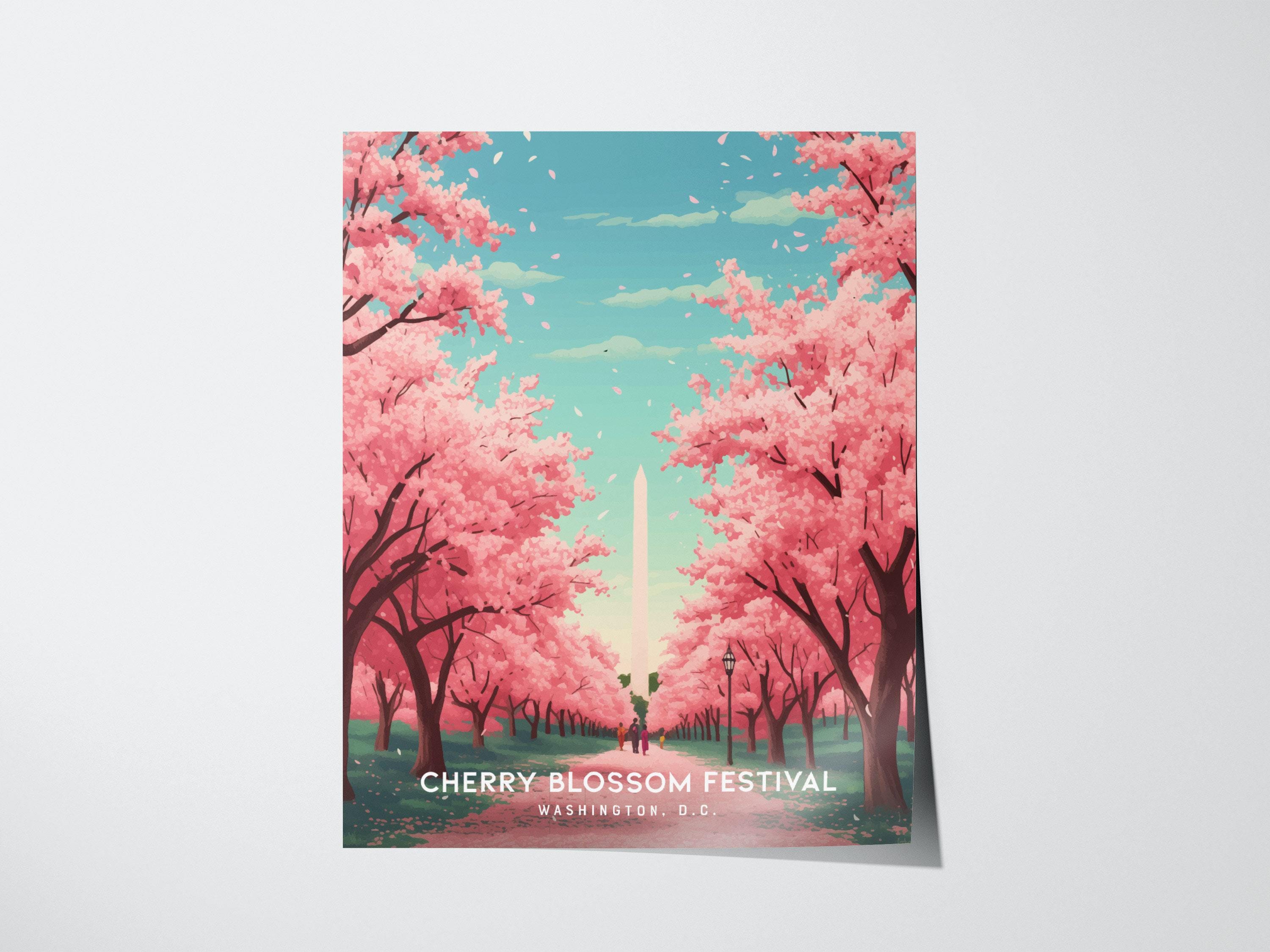 Cherry Blossom Festival Poster: Washington DC Travel Wall Art