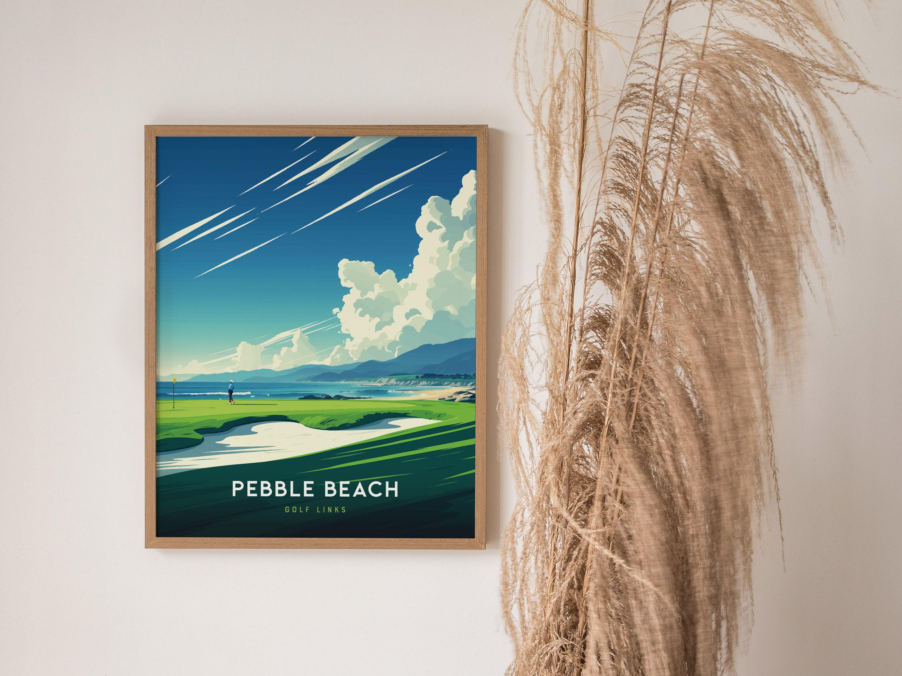 ペブルビーチ・ゴルフリンクスのポスター：カリフォルニア沿岸風景画