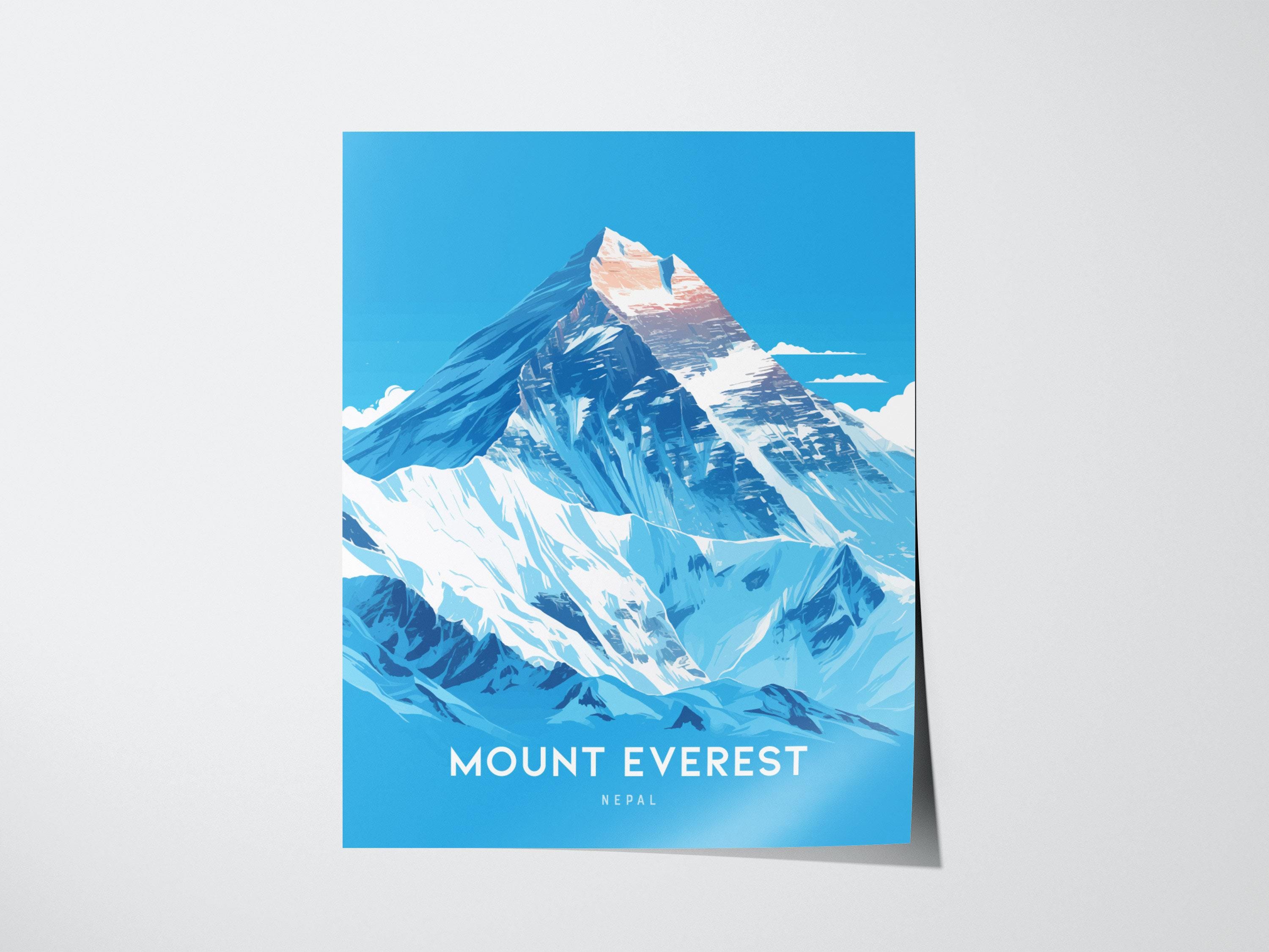 エベレスト デザインマット NEPAL 8848M Mount Everest Poster: Nepal Mountain Landscape Art, Framed