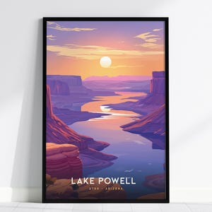 Lake Powell Sunset Poster: Utah Arizona Canyon Landscape Wall Art Print, Framed or Unframed image 1