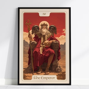 Kaiser Major Arcana IV Tarot Karte gerahmtes Poster - Rider Taile Artwork Wahrsagen Jugendstil Wicca Dark Academia Wohnkultur Geschenkset