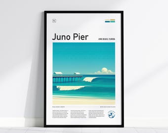Juno Pier Surf Print: West Palm Beach, Florida Coastal Art