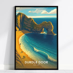 Durdle Door England Wall Art Poster – Jurassic Coast Print, Iconic Arch Seascape Wall Art, Framed or Unframed, Great UK Travel Gift