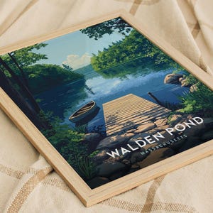 Poster Walden Pond Massachusetts: op Thoreau geïnspireerde muurkunst uit New England afbeelding 9