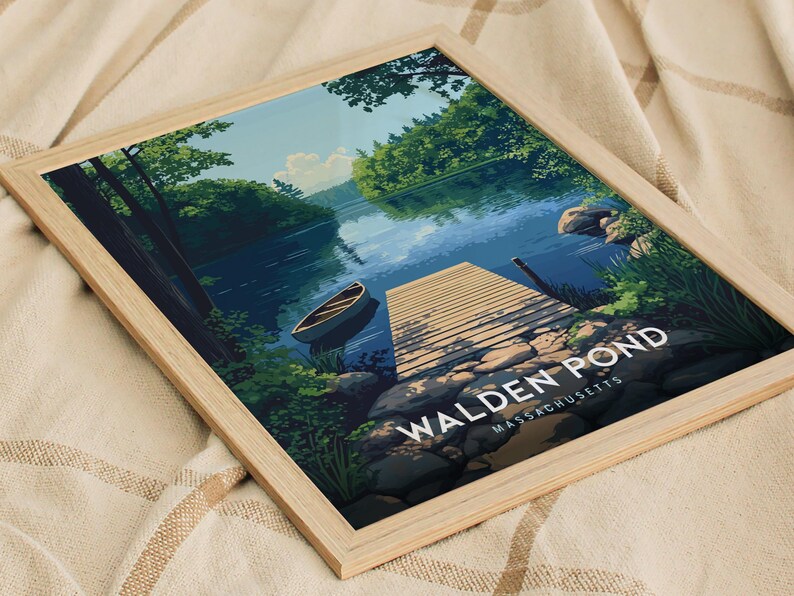 Poster Walden Pond Massachusetts: op Thoreau geïnspireerde muurkunst uit New England afbeelding 9