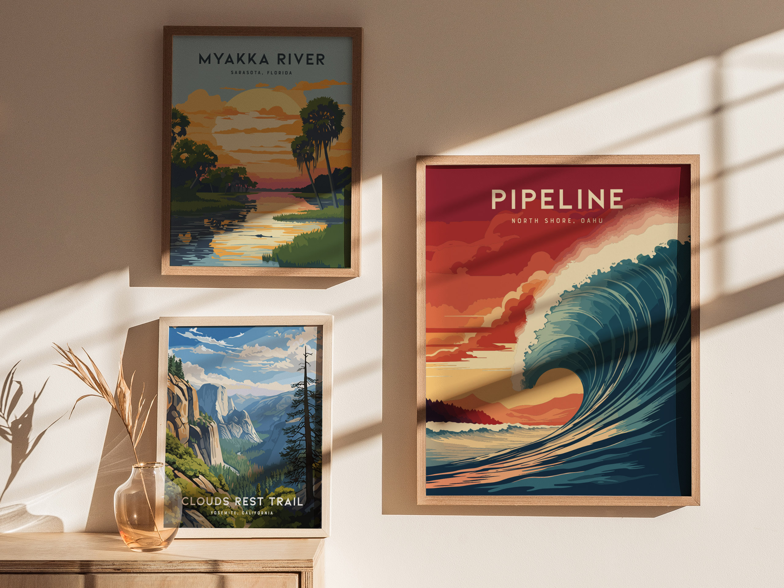 Pipeline North Shore Oahu Framed Wave Poster: Hawaii Surf
