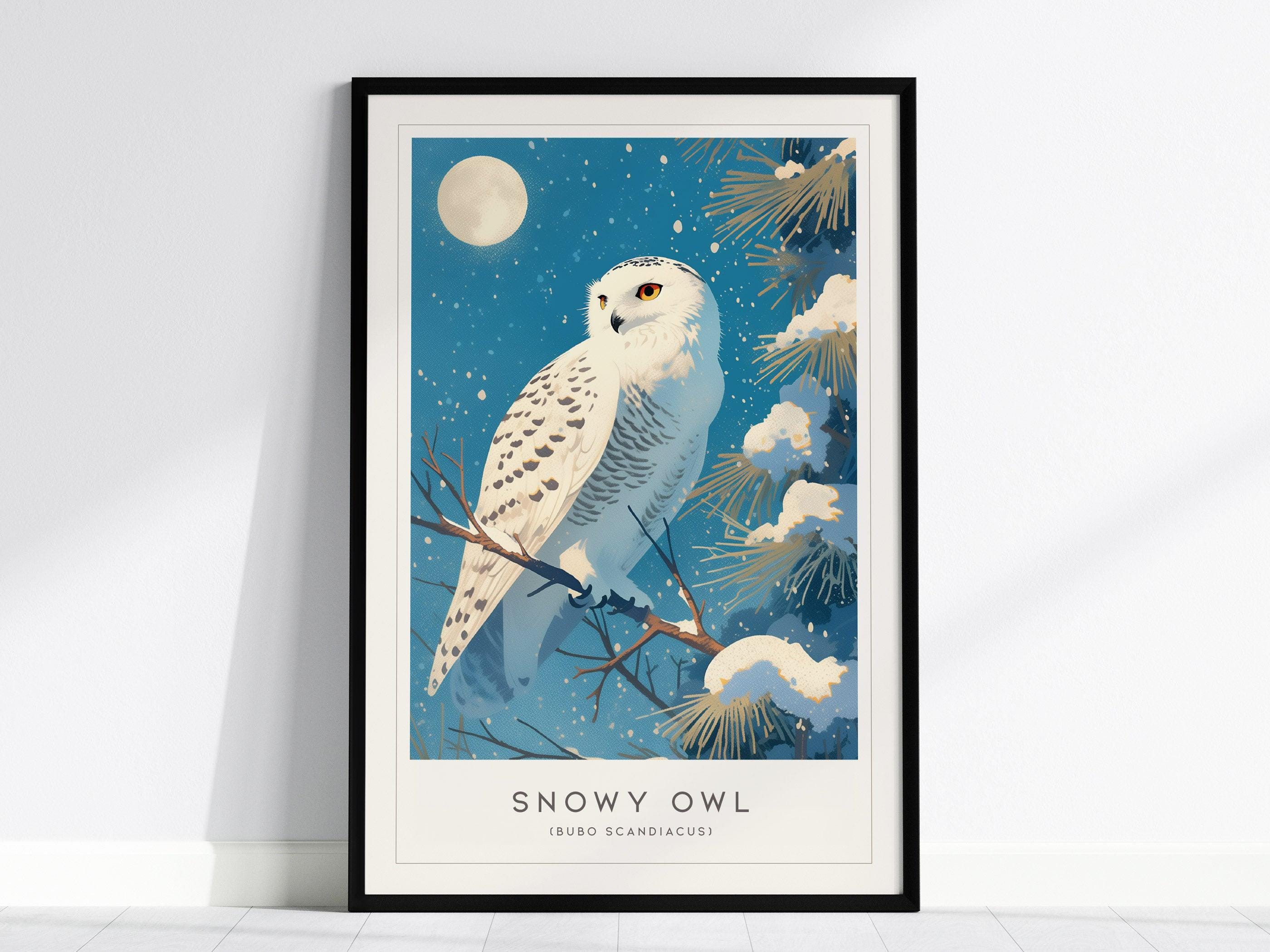 Snowy Owl Art Print: Winter Bird of Prey, Audubon Style - Etsy Australia