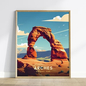 Arches National Park Travel Poster: Utah Desert Landscape, Framed Print