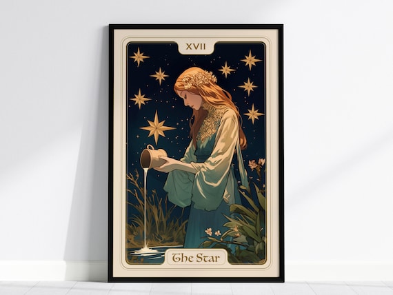 The Star Tarot Card Poster Wall Art: Art Nouveau Tarot Print, Star Card Art Print, Spiritual Wall Art Decor, Tarot Poster Print Gallery