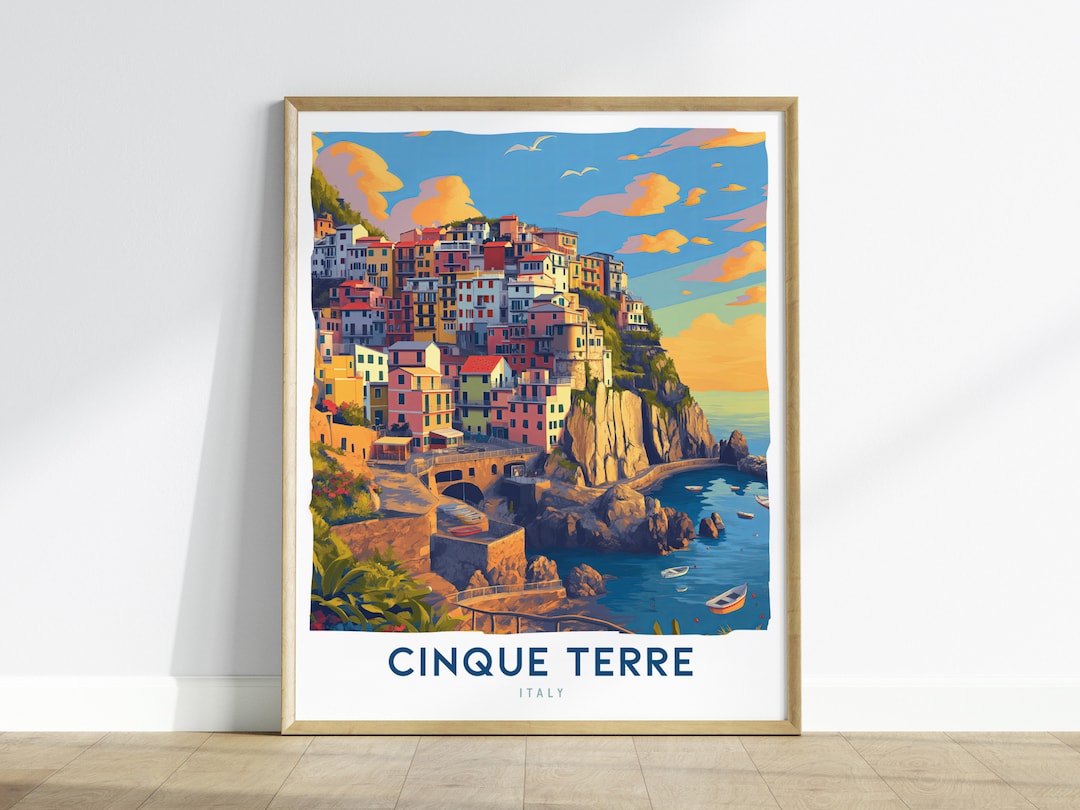Cinque Terre Italy Travel Poster: Coastal Village Art Print - Etsy