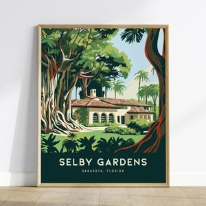Selby Gardens, Sarasota, Florida - Wand Kunst gerahmtes Poster Design Reise Urlaubsdruck Botanischer Gärtner Wohnkultur Geschenk Sammelset