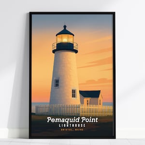 Kunstdruk vuurtoren Pemaquid Point: kustdecor Maine