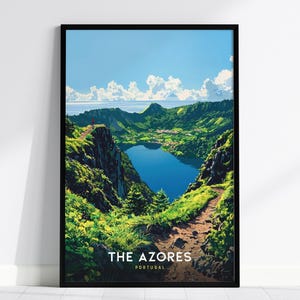 Azores Poster: Portugal Island Landscape Print, Available Framed or Unframed