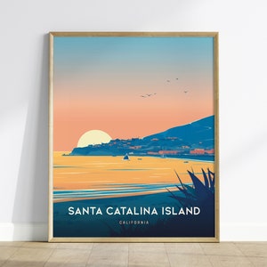 Poster dell&#39;isola di Santa Catalina, California - Incorniciato/Senza cornice, ideale decorazione costiera per casa o ufficio, souvenir perfetto per gli amanti dell&#39;isola