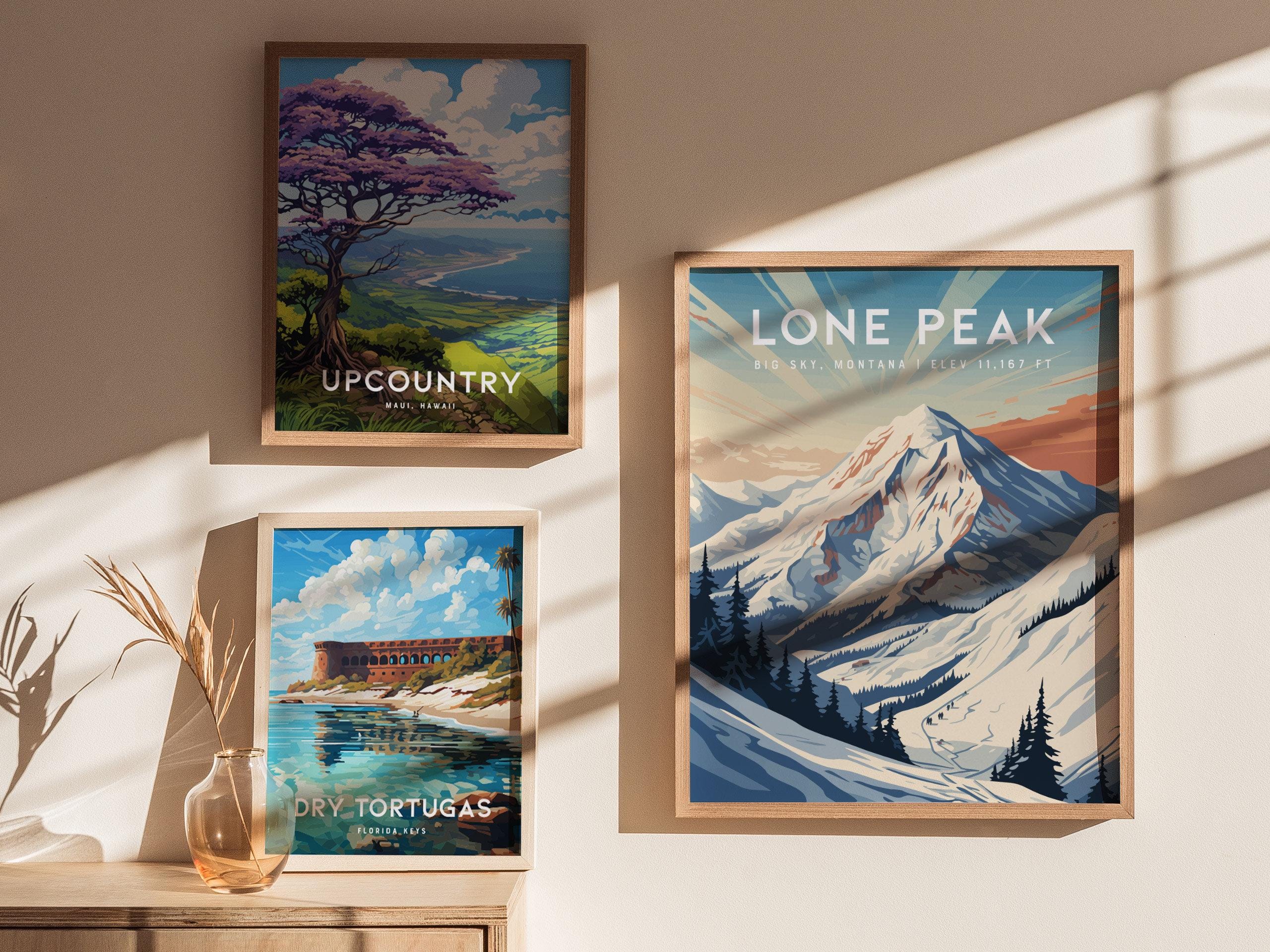 Big Sky Montana Poster: Lone Peak Ski Resort Art, Vintage Ski