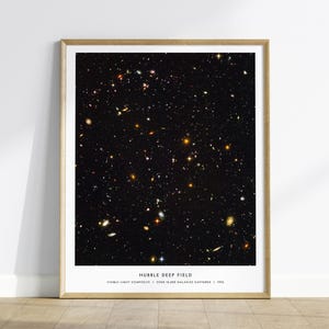Hubble Deep Field Poster: NASA Galaxy Space Photo, Astronomy Art Print Gift, Science Teachers, Office Universe Wall Art, Framed or Unframed
