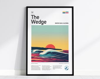 The Wedge Surf Poster: Newport Beach California Framed Wall Art