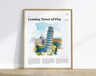 Leaning Tower of Pisa Poster: Italy Travel Art, Architecture Series