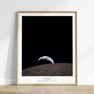 Earthset NASA poster Artemis II lunar flyby Earth Moon Ohm crater space photography art wall decor