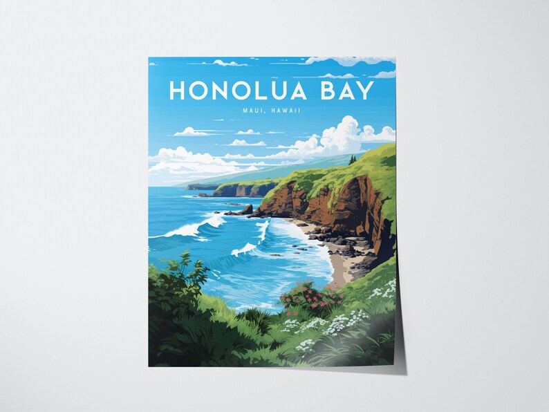 Honolua Bay, West Maui, Hawaii Lahaina Kapalua Vacation Wall Art Poster